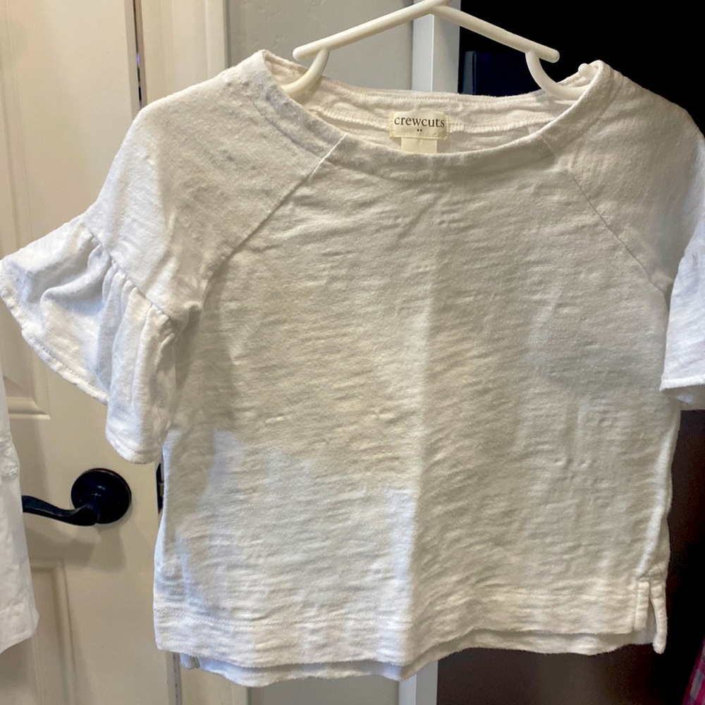 Crewcuts Girls White Flutter Sleeve T Size 3